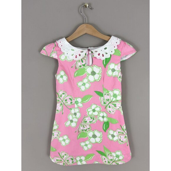 Lilly Pulitzer Mini Nicci Dress in Pretty Pink Tootie Floral Eyelet Collar 7 - Picture 1 of 3